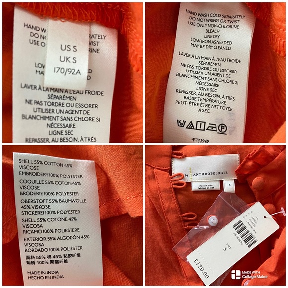 Anthropologie Jacqueline Orange Embroidery Tunic Top Size XL - Picture 13 of 16